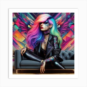 Girl With Rainbow Hair Art Print