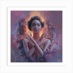 Woman With Flowers Art Print