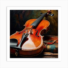 Violin On A Table Art Print