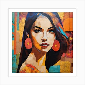 Woman With Earrings Art Print