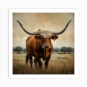 Leonardo Lightning Longhorn Texas Art 0 Art Print