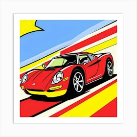 Classic Vehicle on Colorful Retro Highway Art Print