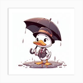 Duck In The Rain 3 Art Print