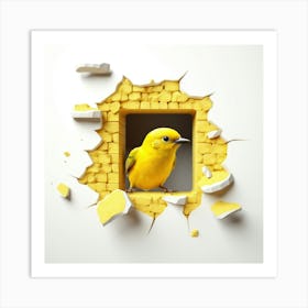 Yellow Bird In A Hole Art Print