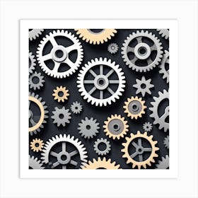 Gears Seamless Pattern 4 Art Print