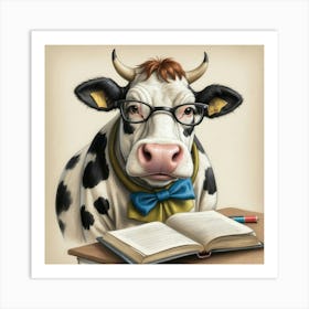 Cow With Glasses 3 Art Print