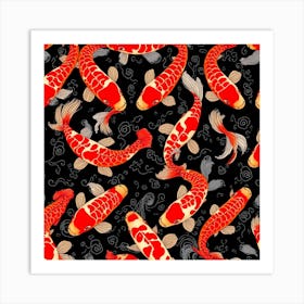 Koi Fish Seamless Pattern 3 Art Print