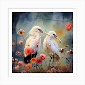 White Storks Art Print