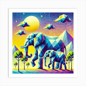 The Hawk and Dove Protectors Elephants Art Print