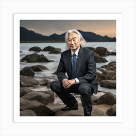 Asian Man On Rocks Art Print