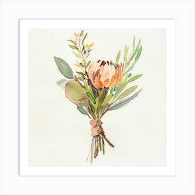 Watercolor Grooms Boutonniere 1718 Art Print