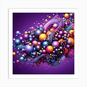 Abstract Spheres On Purple Background Art Print