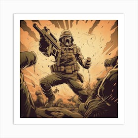 Zombie Soldier Art Print