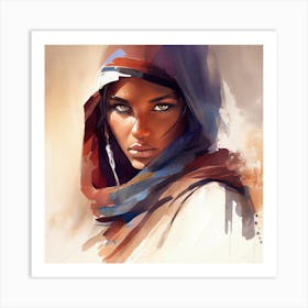 Watercolor Tuareg Woman #10 Art Print