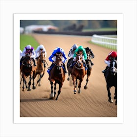 Jockeys Racing On The Track 3 Art Print