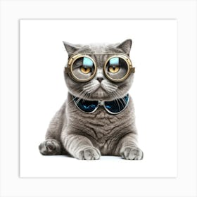 Cat With Goggles Art Print