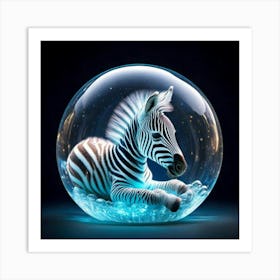 Firefly Bioluminescent Baby Zebra Sleeping In A Floating Bubble 58136 (2) Art Print