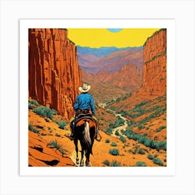 Cowboy In The Desert Art Print