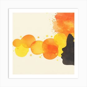 Silhouette Of A Woman With Orange Hair Art Print