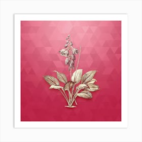 Vintage Daylily Botanical in Gold on Viva Magenta n.0971 Art Print