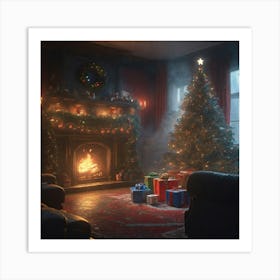 Christmas Tree In The Living Room 31 Art Print