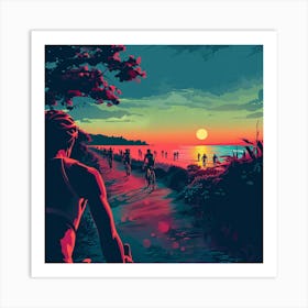 Sunset On The Beach Art Print