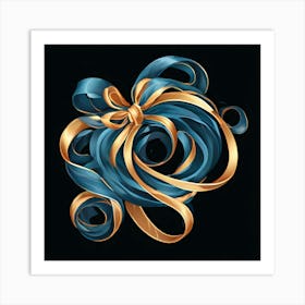 Blue And Gold Ribbon Art Print