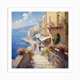 AI Monet's Mediterranean Memoir  Art Print