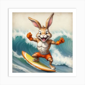 Bunny Surfboard 10 Art Print