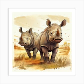 Rhinos In The Wild Affiche