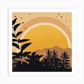 Sunset In The Jungle Art Print