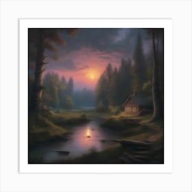 Sunset In The Woods Art Print