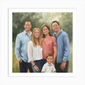 A heartwarming and candid family portrait, capturing a genuine moment of connection and joy between family members. This personalized and emotionally resonant portrait can serve as a beautiful centerpiece for family-oriented home decor, appealing to those who cherish the bonds of family Art Print