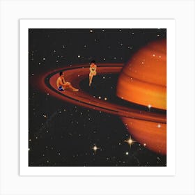 Saturn And Us Square Art Print