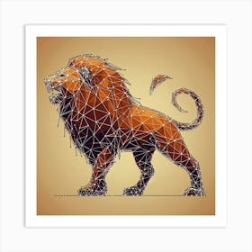 Polygonal Lion String Art Concept Art Print