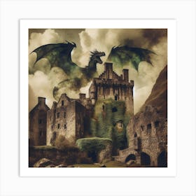 Castle With Dragon Photo Art Print