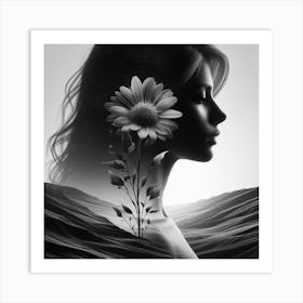 Silhouette of a beautiful woman Art Print