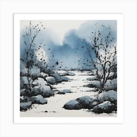 River Watercolour Art Print