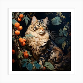 Contemporary Floral Cat 11 Art Print