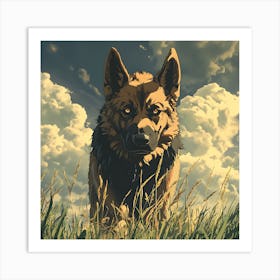 Giant Angry German Shepherd Dog 5 Art Print