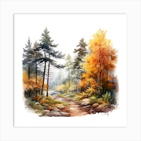 Watercolor Of Autumn Forest 7 Art Print