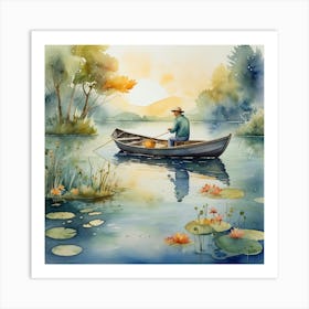 Man In A Boat Art Print