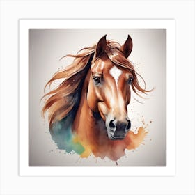 Horse Watercolor Painting Art Print