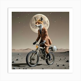 Fox On A Bike Art Print