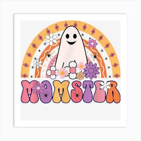 Retro Rainbow Groovy Halloween Spooky Ghost Momster Mom Ster Art Print