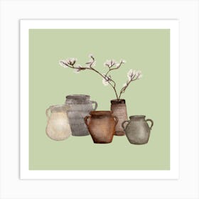 Vases And Flowers Art Print