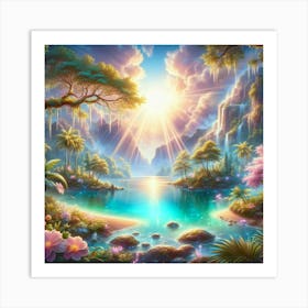 Rainbow Over A Lake Art Print