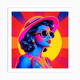 Abstract Retro Woman Art Print