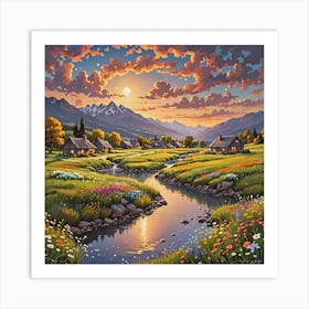 Sunset In The Valley Art Print