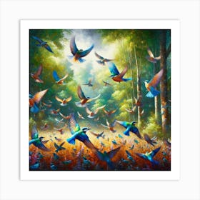 Many birds in forest 2 Art Print